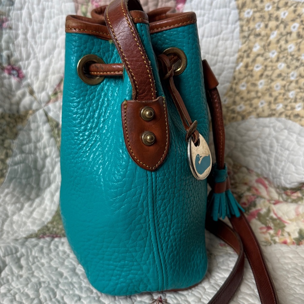 Vintage Dooney & Bourke AWL Teal Mini Bucket Bag - Picture 4 of 6